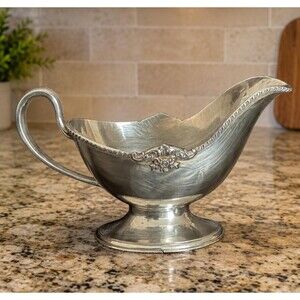 Community Georgian Silverplate Gravy Boat Serving Bowl Handle Pedestal 7 in vtg